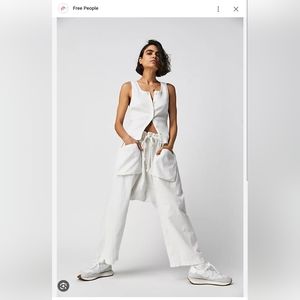 Free people BNWT Runyon Oversized Solid Pants in Ivory